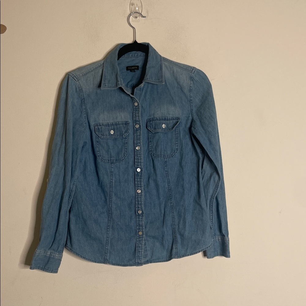 Talbots Light Wash Denim Button-Front Shirt
